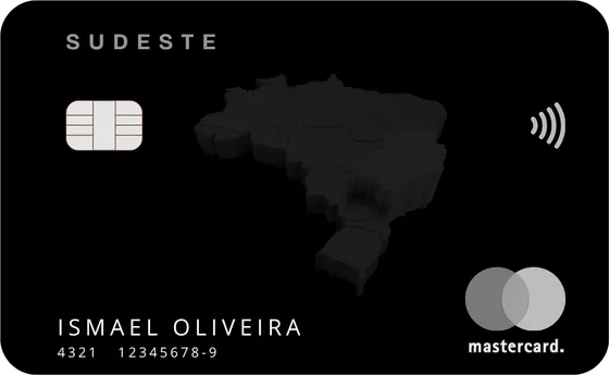 Cartão Sudeste Mastercard — cartão empresarial preto com o mapa do Brasil